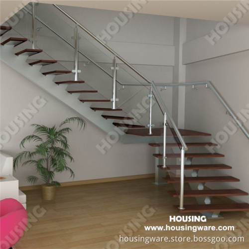 Indoor Straight Steel Wood Staircase Made in China